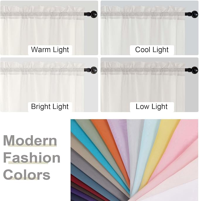 Ivory Sheer Curtain for Bedroom Living Room 78 Inches Long 2 Panels Set - Image 7