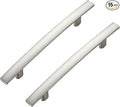 15 Pack Cabinet Handles 4" Hole Center - Curved Cabinet Pulls Brushed Nickel Drawer Pulls for Kitchen Cupboard Solid Hardware for Dresser Drawer Arch Hardware