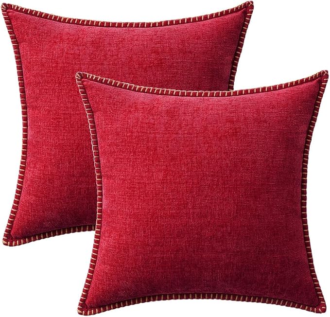 MIULEE Pack of 2 Christmas Pillow Covers 24x24 Inch Red Farmhouse Decorative - Image 9