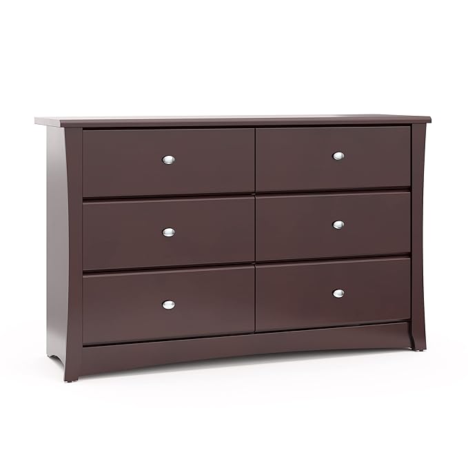 Storkcraft Crescent 6 Drawer Bedroom Dresser (Espresso) – GREENGUARD Gold Certified Dresser for Kids Bedroom