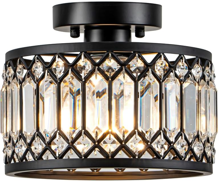 9 Inch Crystal Ceiling Light, Flush Mount Chandelier, Light Fixture by Zlepmlla