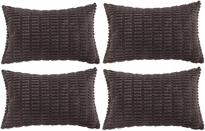 Fancy Homi 4 Packs Boho Dark Brown Decorative Throw Pillow Covers 12x24 Inch by Fancy+Homi