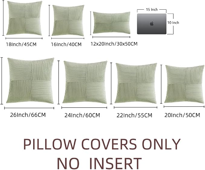 Fancy Homi 2 Packs Sage Green Decorative Throw Pillow Covers 18x18 Inch - Image 7