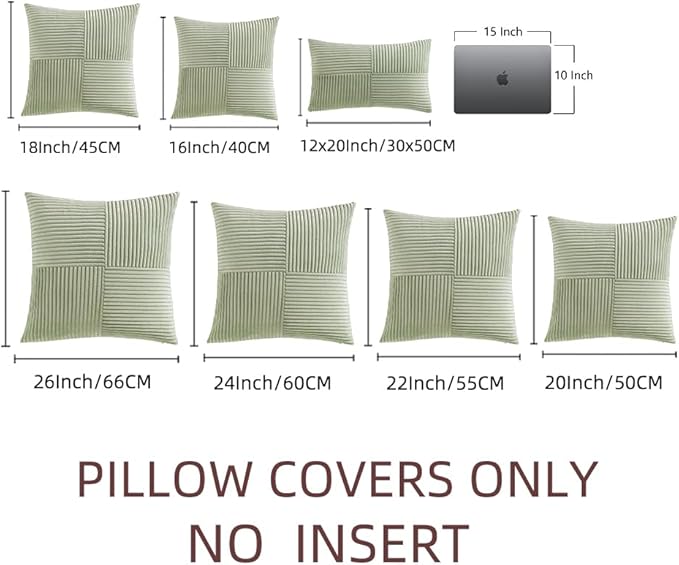 Fancy Homi 2 Packs Sage Green Decorative Throw Pillow Covers 20x20 Inch - Image 7