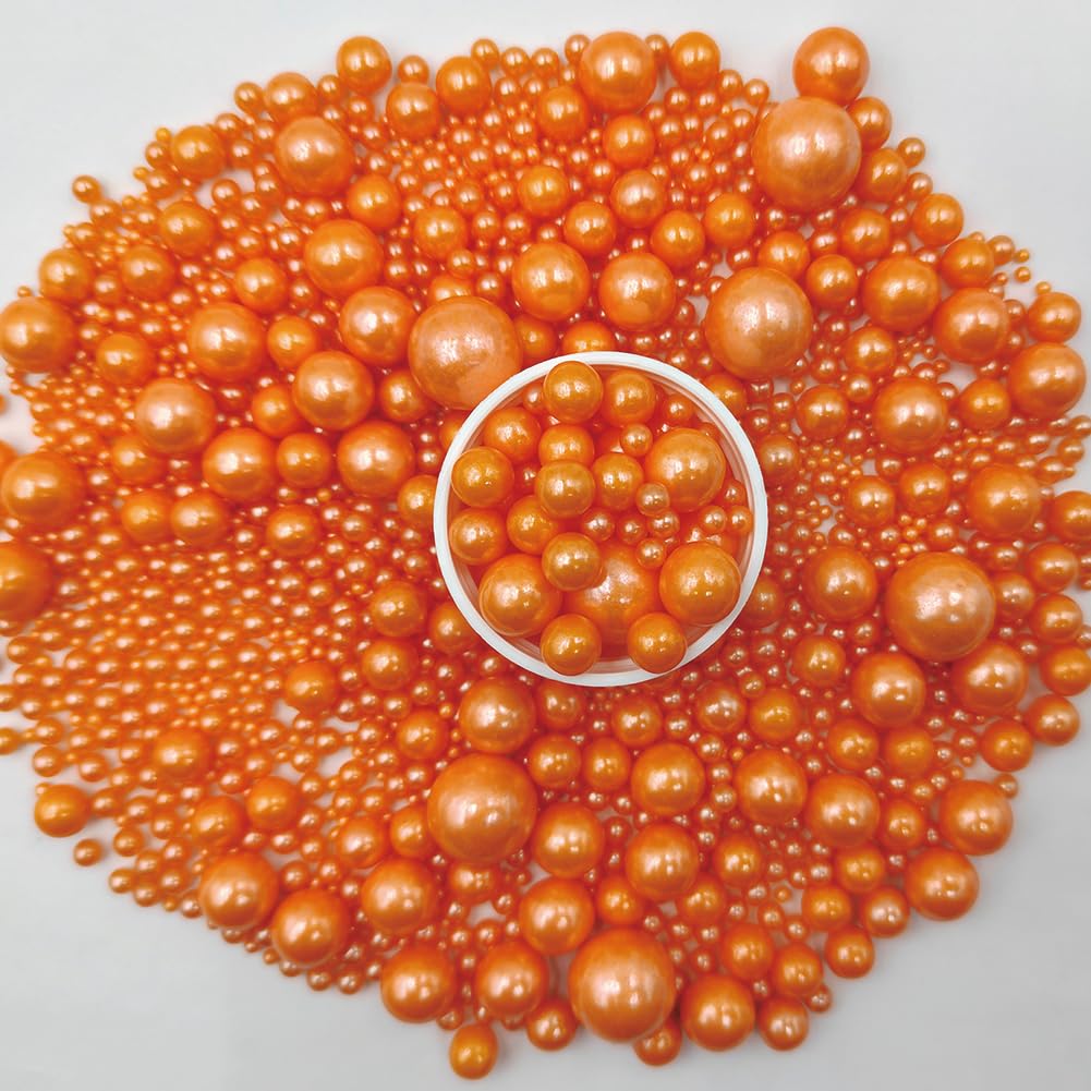Edible Pearl Sugar Sprinkles Orange Candy Mixing Size Baking Edible Cake Decorations Cupcake Toppers Cookie Decorating Celebrations Wedding Valentines Easter Halloween Christmas Supplies 120g/ 4.23oz