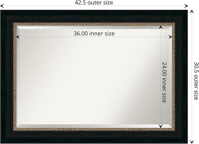 Amanti Art Bronze Bathroom Mirror for Over Sink, 31x43 Paragon Bronze Rectangle Vanity Mirror, Large Traditional Frame, Hangs Horizonally and Vertically, Bathroom Wall Decor, Beveled Edge