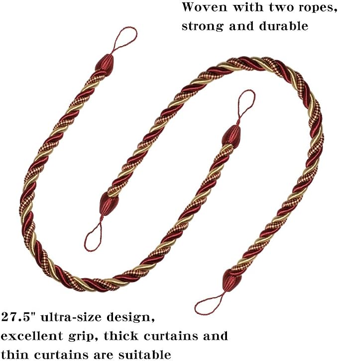 BEL AVENIR Curtain Rope Tiebacks, Drapery Rope Holdbacks - Image 3