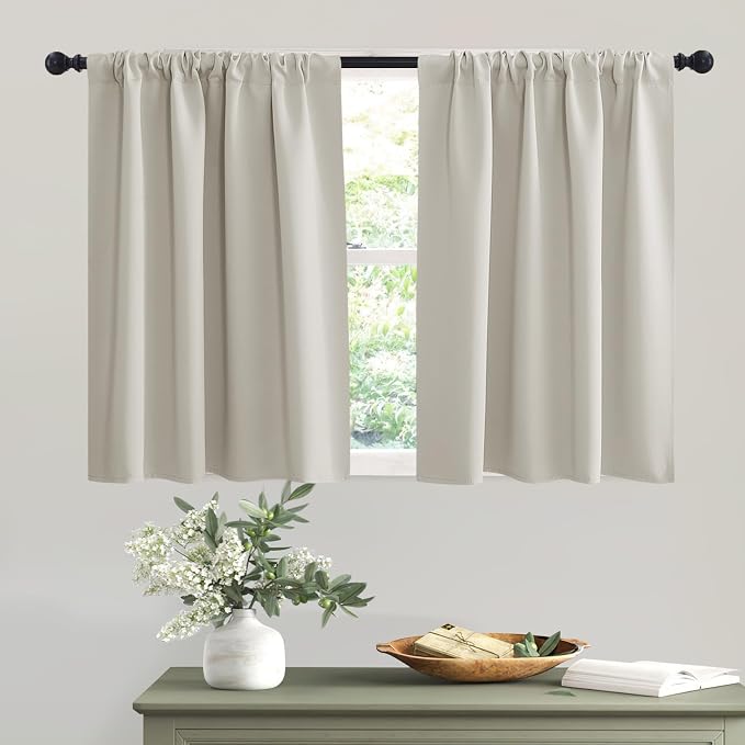 RYB HOME Short Curtains for Small Window, Sunmmer Heat Light Blocking Privacy by RYBHOME