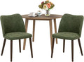 COLAMY 3-Piece Extendable Dining Table Set for 2, 36" Kitchen Round Wood Table with 2 Wooden Dining Room Chairs,Light Brown/Green