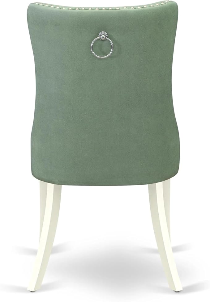 East West Furniture LGDA9-LWH-22 9 Piece Dining Set Consists of a Rectangle Dining Table with Butterfly Leaf and 8 Polyester Fabric Chairs, linen white