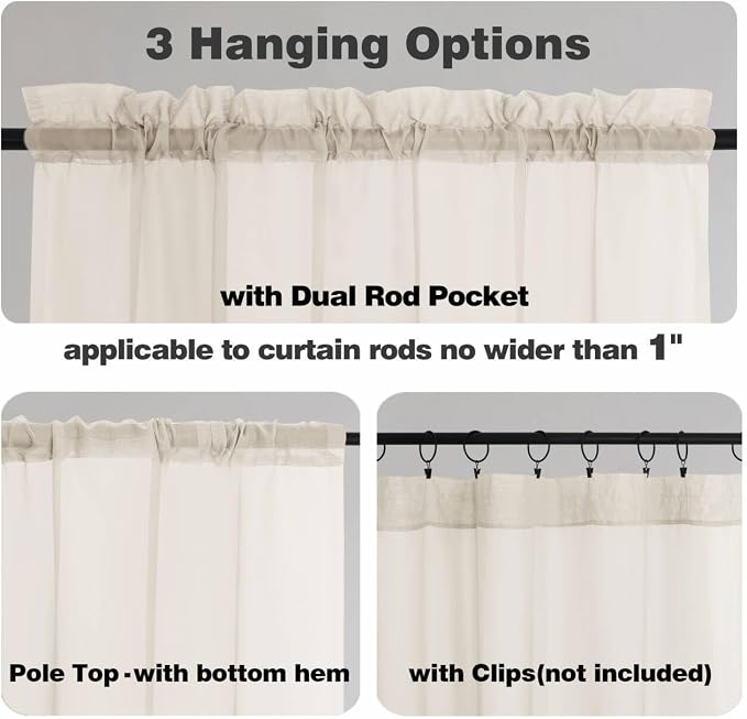 Chyhomenyc Cream Sheer Curtains 96 Inches Long 2 Panels, Light Filtering Cream - Image 5