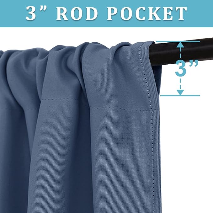 RYB HOME Blackout Curtains for Bedroom Living Room 63 inches Long, Thermal - Image 2