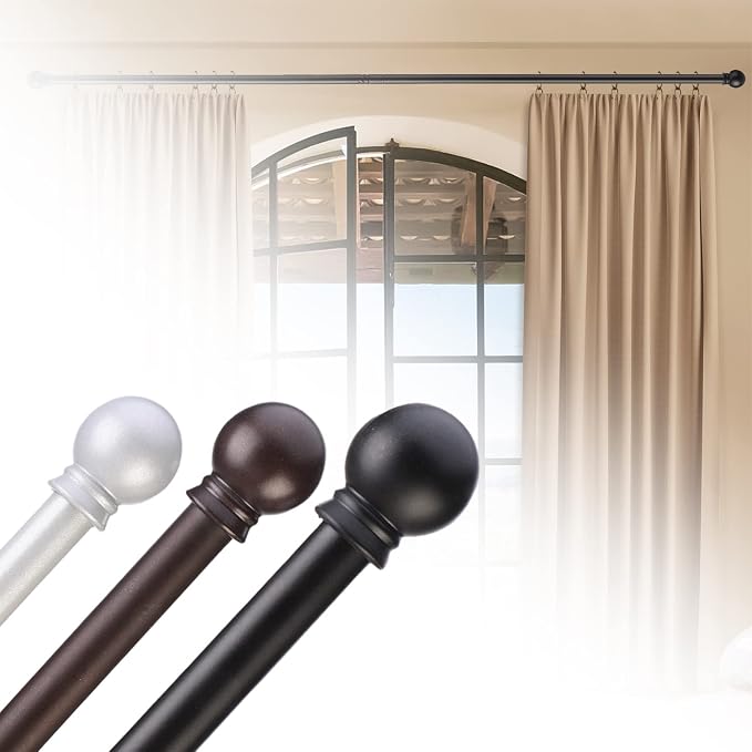 GXOACKJ Curtain Rods for windows 32-48 inch, 5/8 inch Decorative Brown Splicing - Image 7