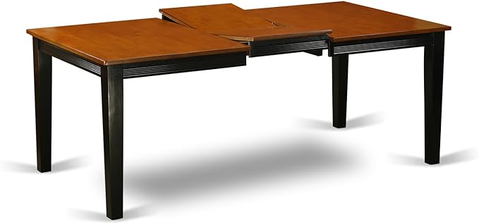 East West Furniture QUKE9-BCH-LC 9 Piece Dining Table Set Includes a Rectangle Dinner Table with Butterfly Leaf and 8 Faux Leather Dining Room Chairs, 40x78 Inch, Black & Cherry