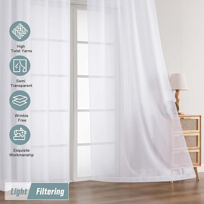 Extra Wide White Sheer Curtains - Image 5