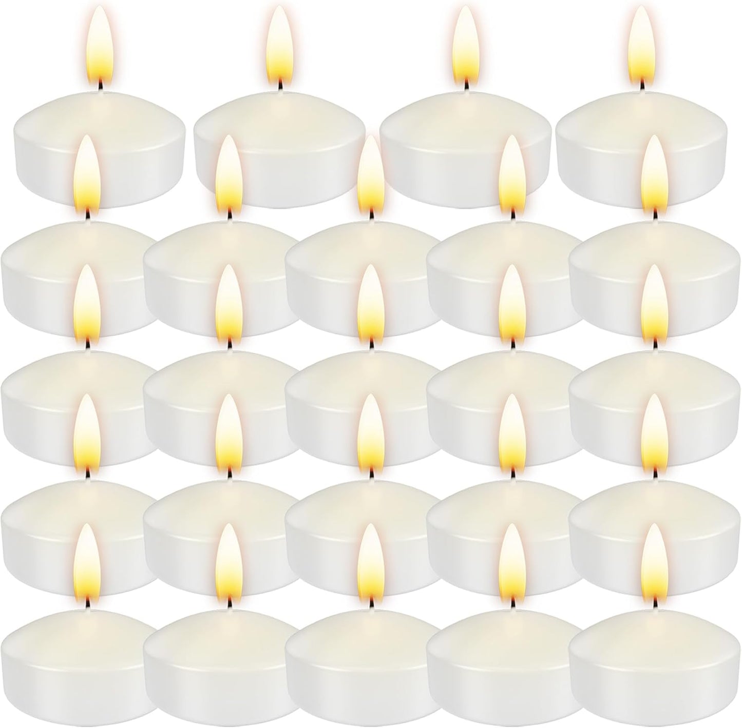 Aignis 24pcs Floating Discs Wax Candles, Burning Time 4+ Hours, 2 Inch Unscented Dripless, White Set for Wedding/Birthday/Celebration/Party/Holiday/Home Décor
