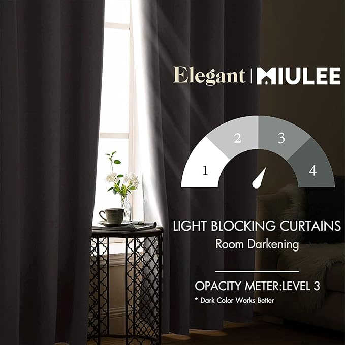 MIULEE Room Darkening Curtains Thermal Insulated Drapes Solid Window Treatment - Image 2