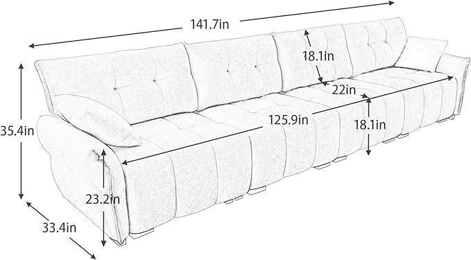 Modern Chenille Fabric 4-Seat Sofa w/ 2 Pillows, Premium Upholstery Living Room Couch with Tufted Backrest & Comfortable Armrests and High-Resilience Memory Foam Cushions,Orange