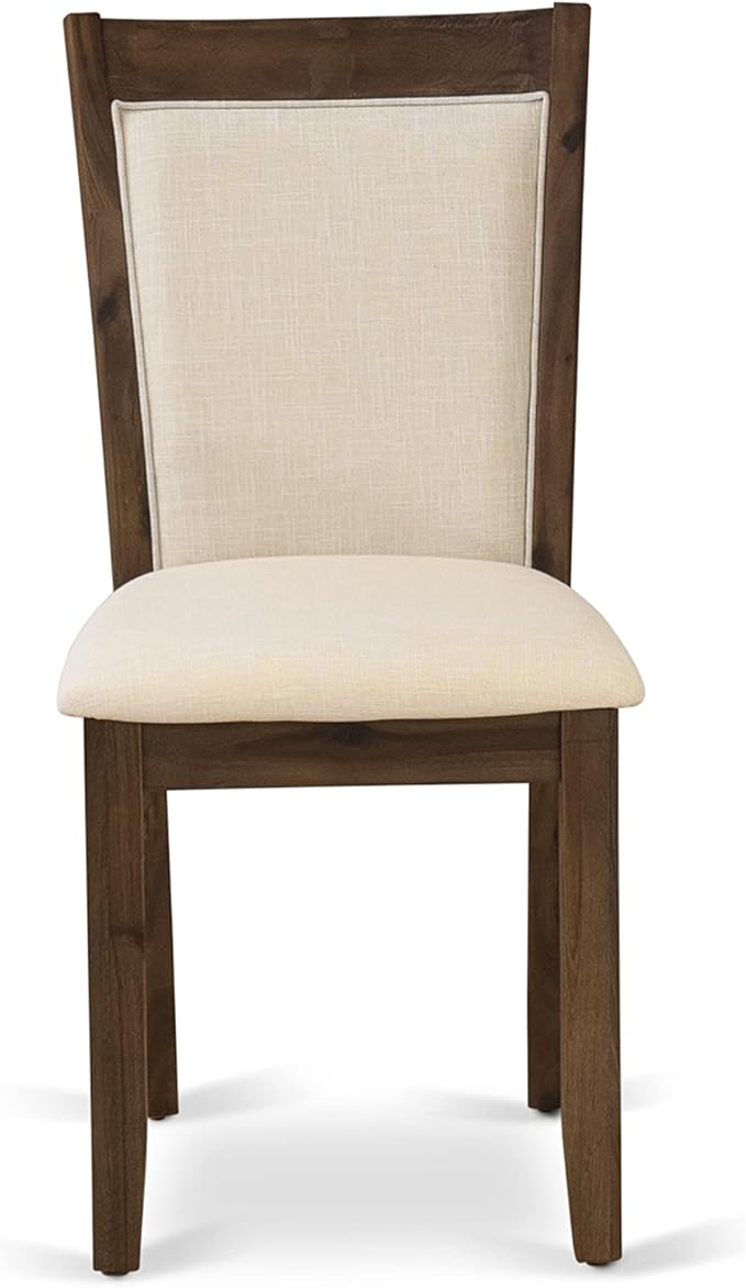 East West Furniture X777MZN32-9 9 Piece Dining Room Set Includes a Rectangle Kitchen Table with X-Legs and 8 Light Beige Linen Fabric Parson Dining Chairs, 40x72 Inch, Multi-Color