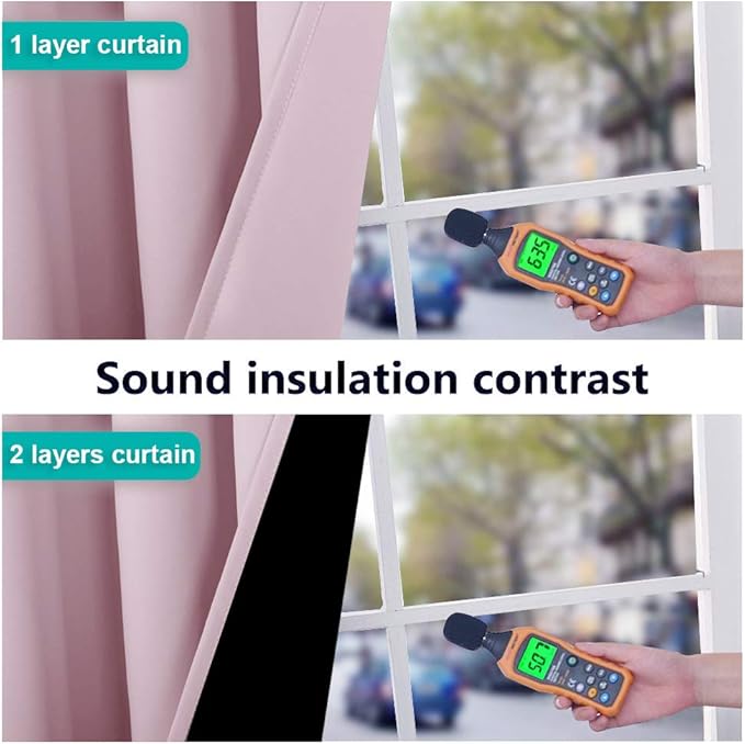 NICETOWN 100% Blackout Curtains 45 inches Long, 1 Pair, Baby Pink, 42 inches - Image 4