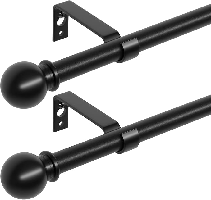 Curtain Rods for Windows 66 to 120 inch, 2 Pack Black Long Curtain Rod by ATUHOLA