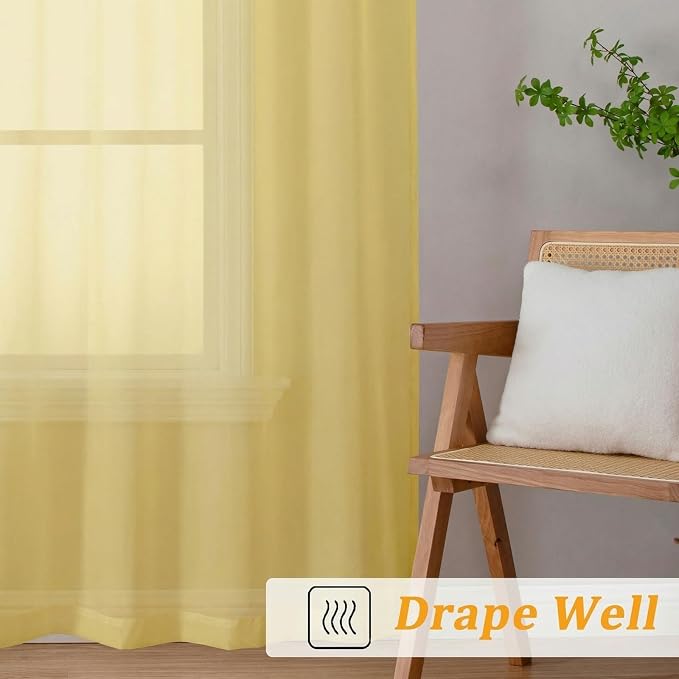 Gwine Sheer Curtains for Living Room 45 inch Length - Image 6