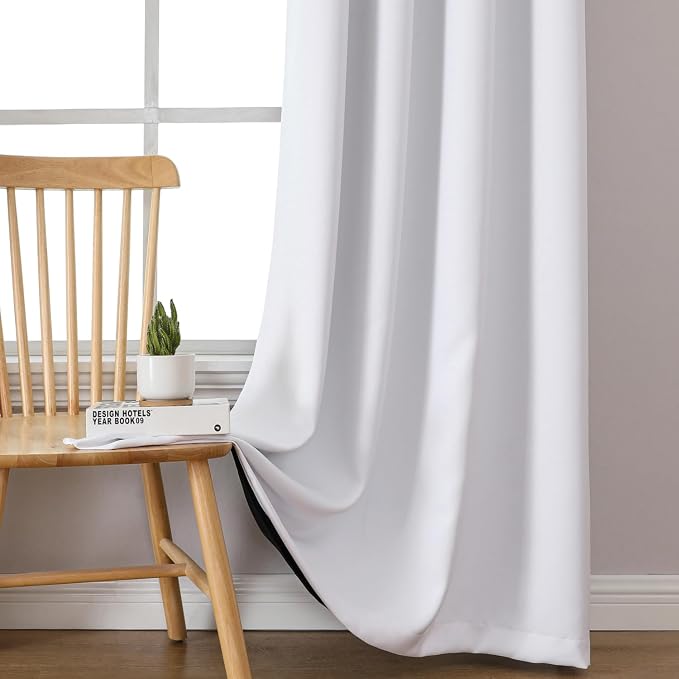 ChrisDowa White 100% Blackout Curtains 108 inch Long - Image 6