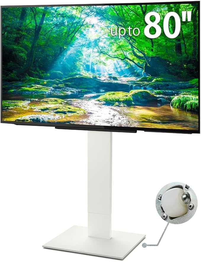 WALL V5 High Type | Minimalist Rolling TV Stand for 32–80 Inch | Satin White | Portable, Space Saving, Height Adjustable, No Drill | for Living Room and Bedroom | Japan-Engineered Design