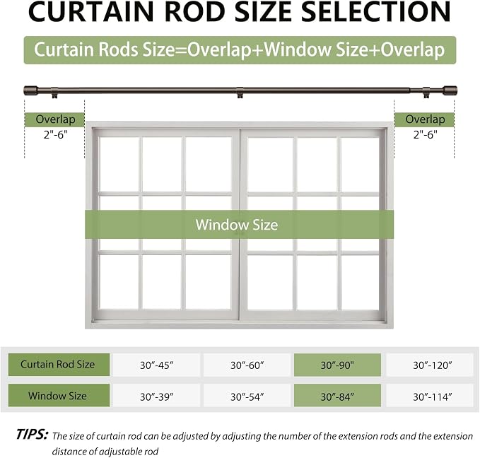 5/8” Diameter Curtain Rods 30-90 Inch, - Image 2
