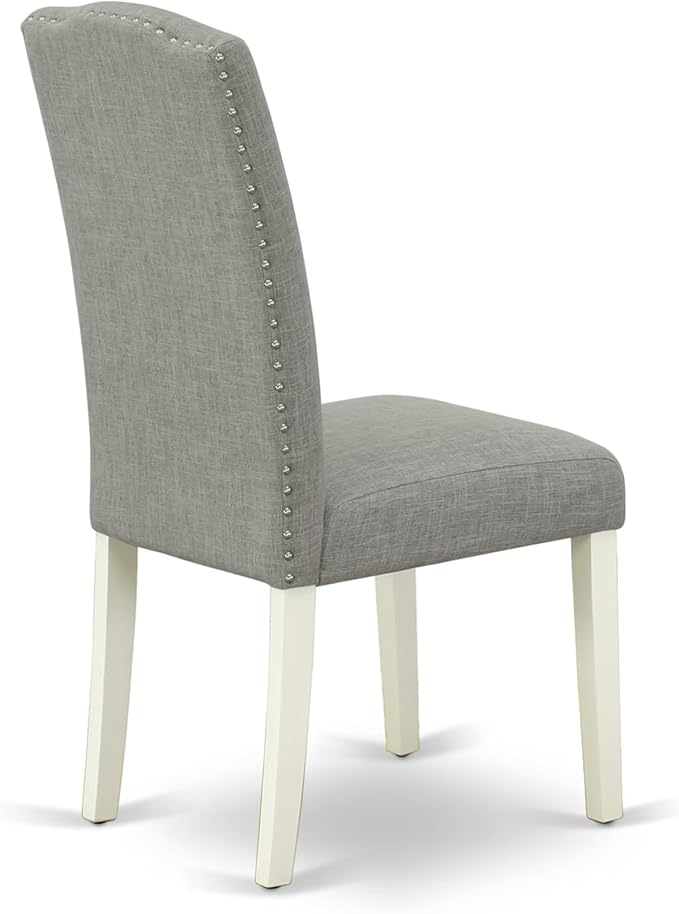 East West Furniture V027EN206-9 9 Piece Dining Room Set Includes a Rectangle Kitchen Table with V-Legs and 8 Dark Shitake Linen Fabric Upholstered Chairs, 40x72 Inch, Multi-Color