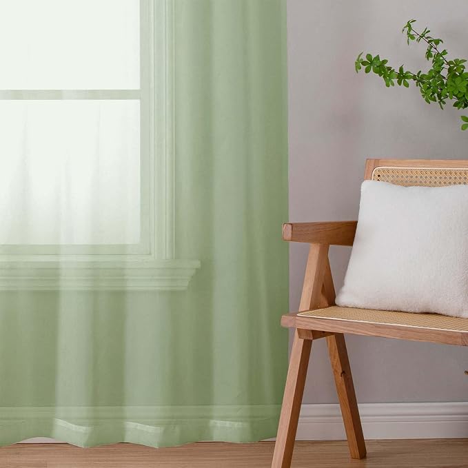 Extra Long Sheer Light Green Curtains - Image 8