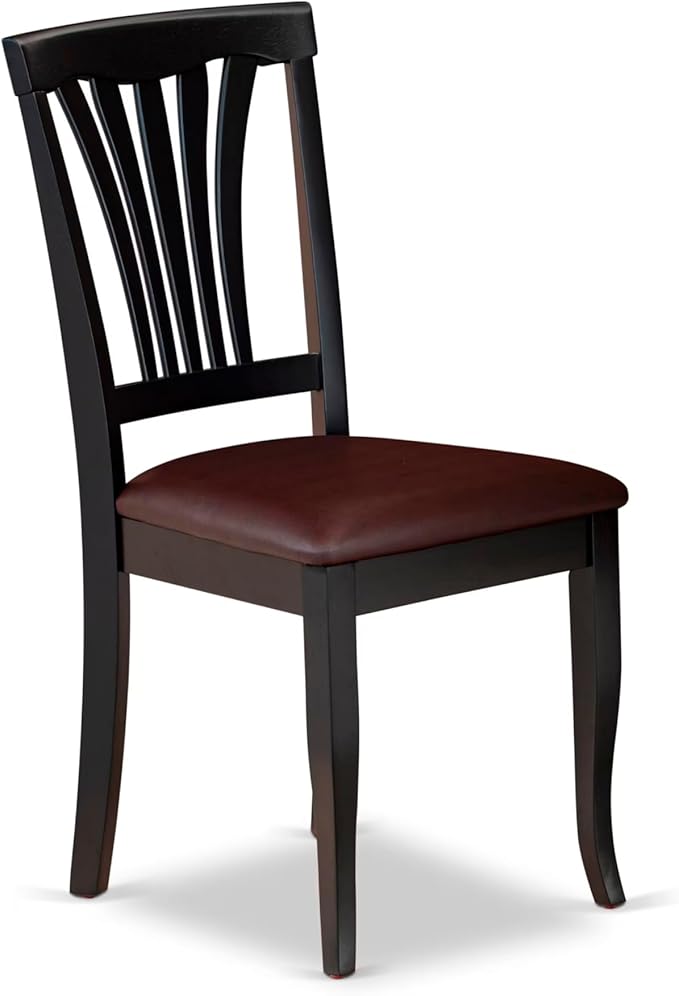 East West Furniture HLAV3-BCH-LC 3 Piece Dinette Set for Small Spaces Contains a Round Dining Table with Pedestal and 2 Faux Leather Dining Room Chairs, 42x42 Inch, Black & Cherry