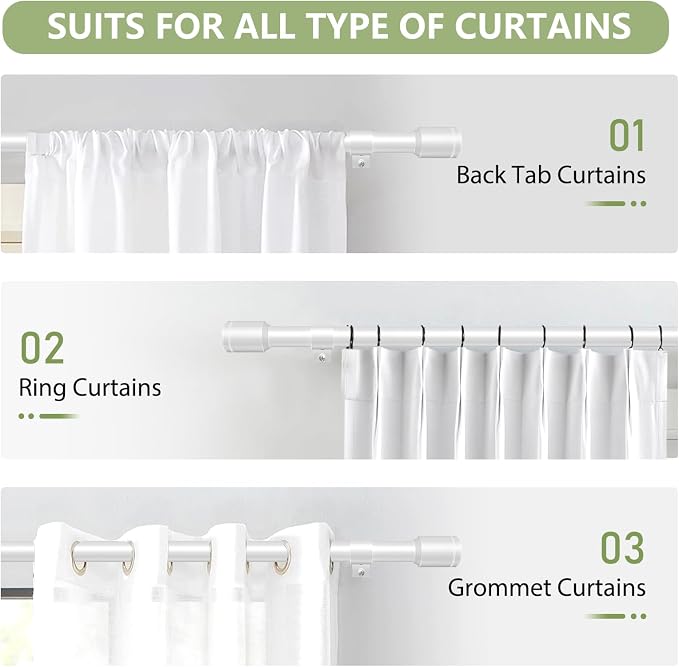 5/8” Diameter Curtain Rods 30-60 Inch, - Image 7