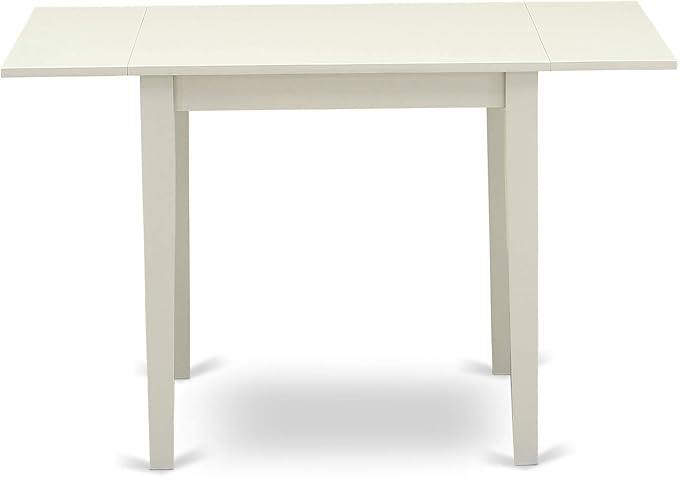 East West Furniture NDAV5-LWH-W 5 Piece Dining Room Table Set Includes a Rectangle Dining Table with Dropleaf and 4 Wood Seat Chairs, 30x48 Inch, Linen White