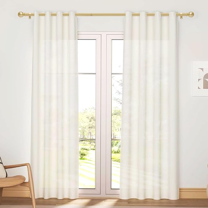 Gold Curtain Rod for Windows 66 to 120 Inch, 5/8 Inch Diameter Adjustable - Image 2