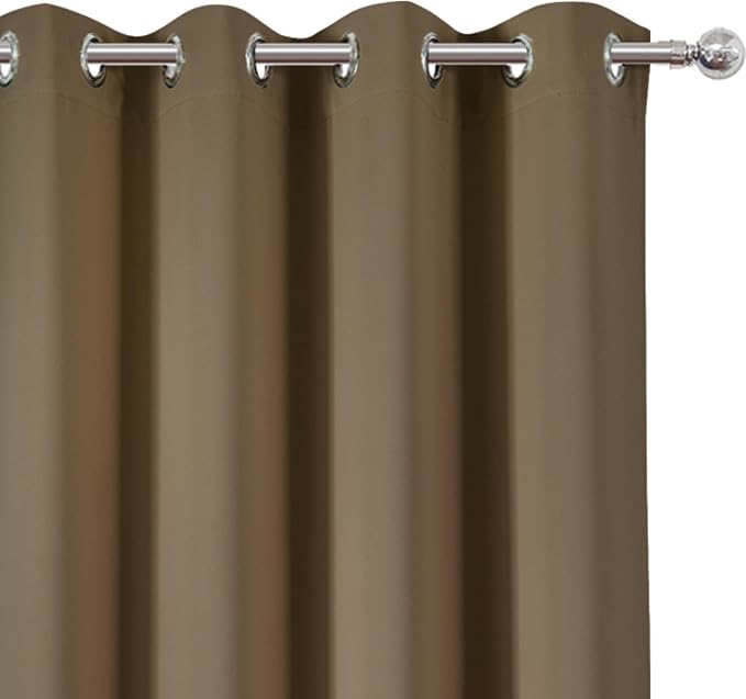 LEMOMO Blackout Curtains 52 x 90 inches Long Brown Curtains Set of 2 Panels - Image 6