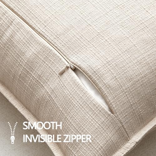 MIULEE Thick Textured Lumbar Throw Pillow Covers 20x12 Inch Natural Linen - Image 7