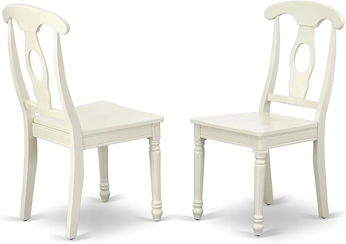 East West Furniture DOKE9-LWH-W 9 Piece Dining Set Includes a Rectangle Dining Table with Butterfly Leaf and 8 Kitchen Chairs, 42x78 Inch, Linen White