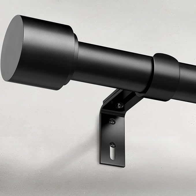 GEEBOBO Black Curtain Rods for Windows 72 to 144 Inch, 1 Inch Adjustable Heavy by GEEBOBO