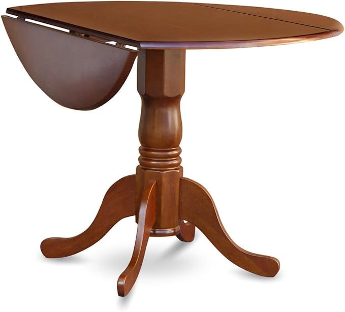East West Furniture DLCL5-BMK-W 5 Piece Dining Room Table Set Includes a Round Dining Table with Dropleaf and 4 Wood Seat Chairs, 42x42 Inch, Buttermilk & Cherry