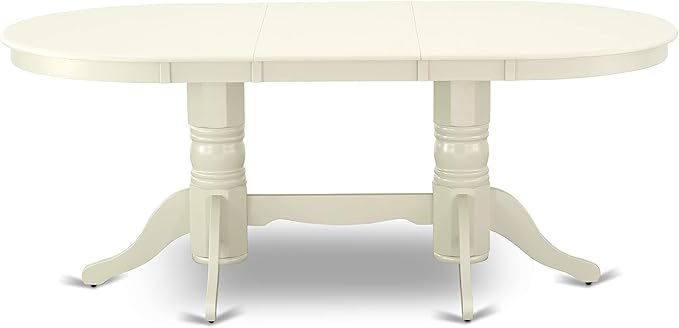 East West Furniture VAVA5-LWH-W 5 Piece Dining Room Furniture Set Includes an Oval Kitchen Table with Butterfly Leaf and 4 Dining Chairs, 40x76 Inch, Linen White