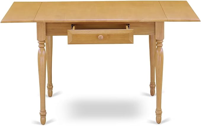 East West Furniture MZDL5-OAK-W 5 Piece Dining Room Table Set Includes a Rectangle Kitchen Table with Dropleaf and 4 Dining Chairs, 36x54 Inch, Oak