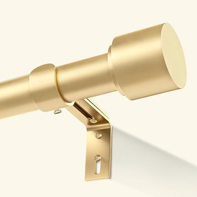 GEEBOBO Gold Curtain Rods for Windows 28 to 48 Inch, 1 Inch Adjustable Heavy by GEEBOBO