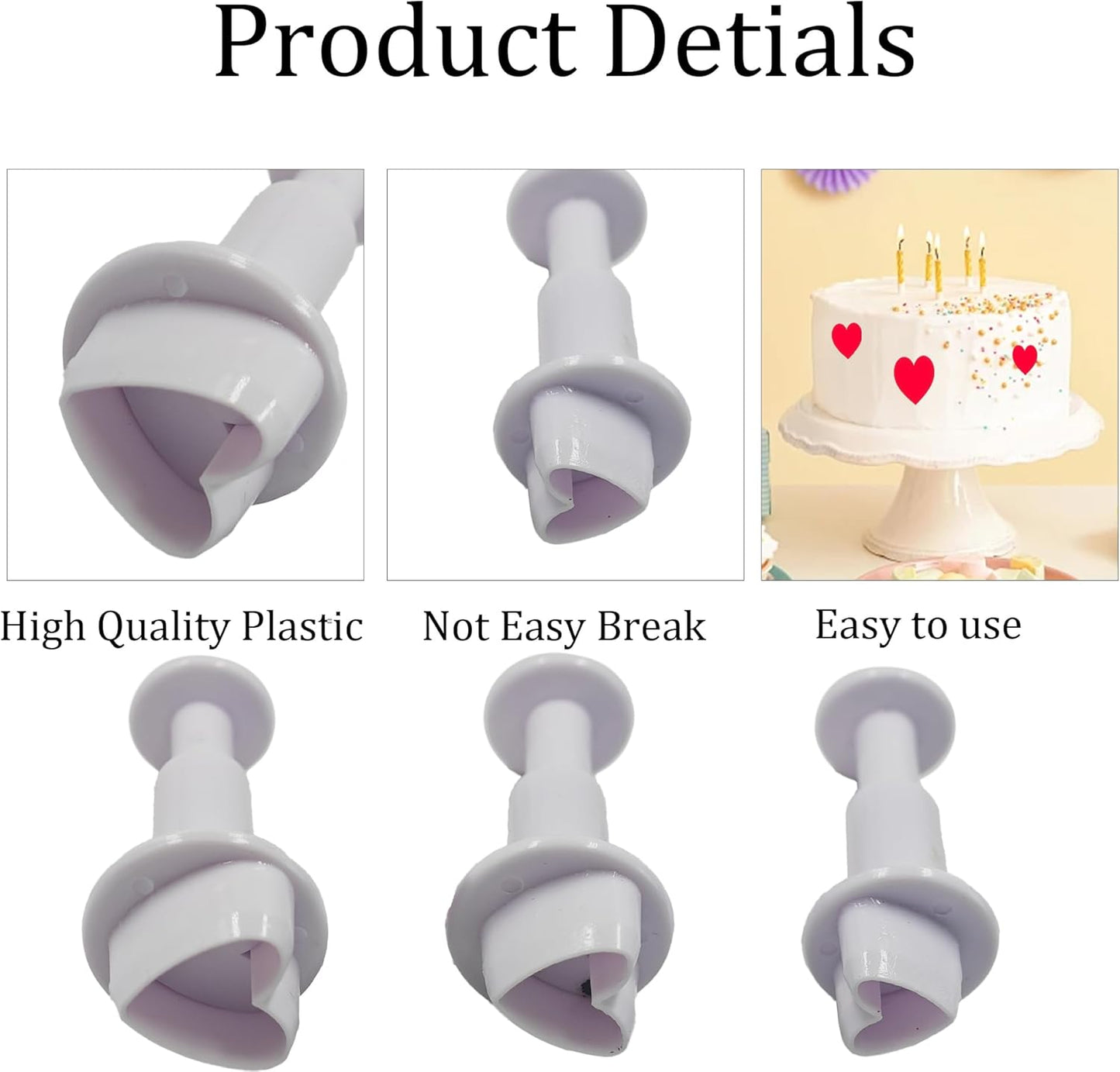 pson 3Pcs Plunger Cookie Cutter Set, Mini Plastic Biscuit Molds for Cake Decorating, Baking, Fondant, and DIY Crafts(Heart)