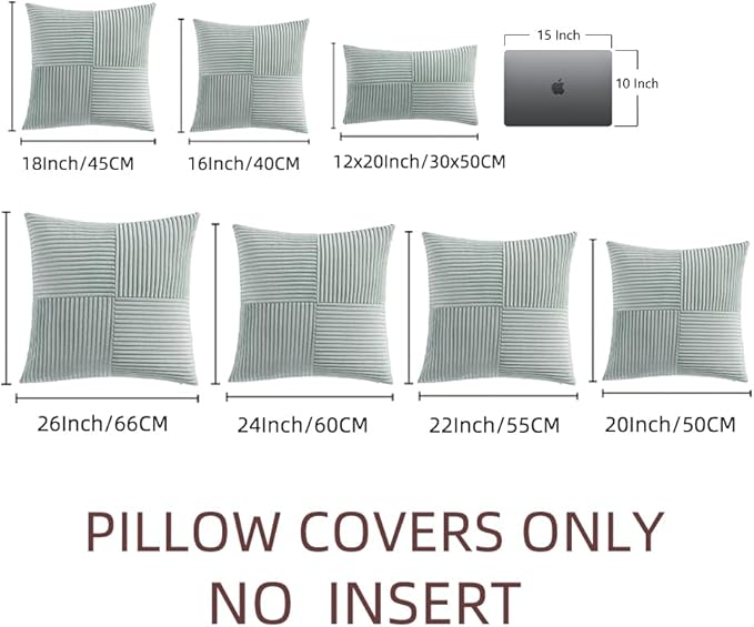 Fancy Homi 2 Packs Grey Blue Decorative Throw Pillow Covers 16x16 Inch - Image 6