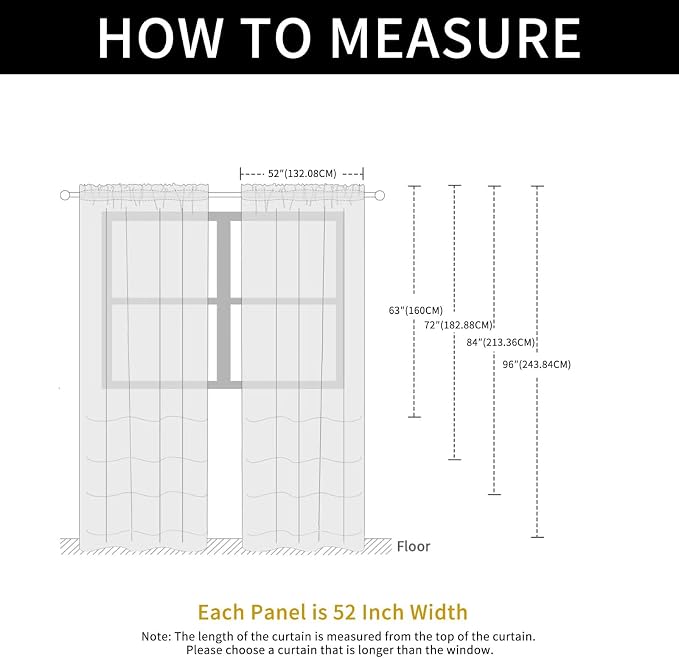 SpaceDresser Check Sheer Curtains 96 Inches Long - Image 6