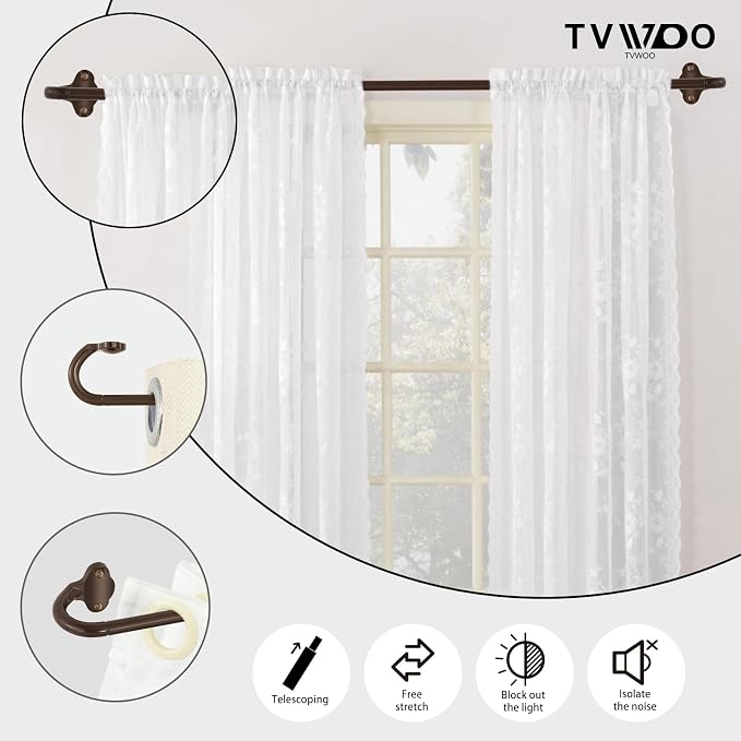 TVWOO Bronze Wrap Around Curtain Rods:5/8Inch Blackout Adjustable Window - Image 3
