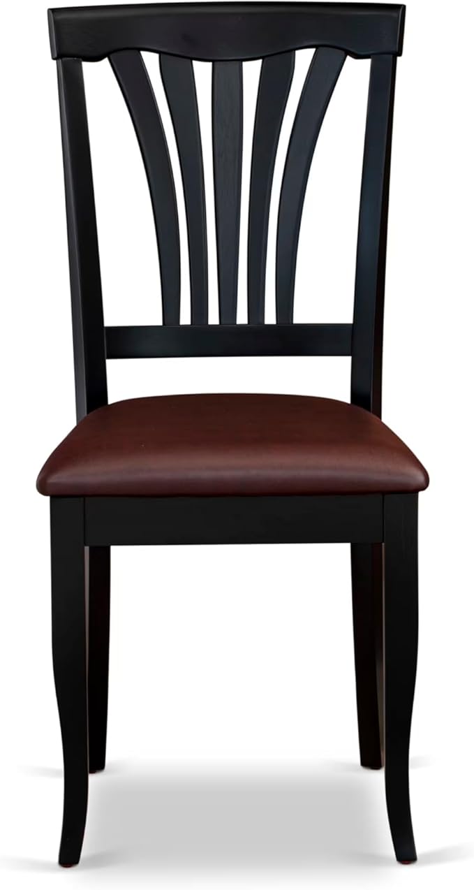East West Furniture HLAV3-BCH-LC 3 Piece Dinette Set for Small Spaces Contains a Round Dining Table with Pedestal and 2 Faux Leather Dining Room Chairs, 42x42 Inch, Black & Cherry