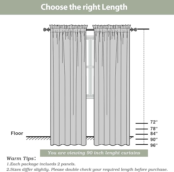 OWENIE Sheer Curtains 90 Inches Long 2 Panels Set - Image 7