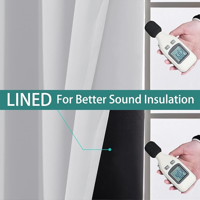 Yakamok 100% Blackout Thermal Insulated Curtains, Noise Reducing Barrier Panel - Image 4
